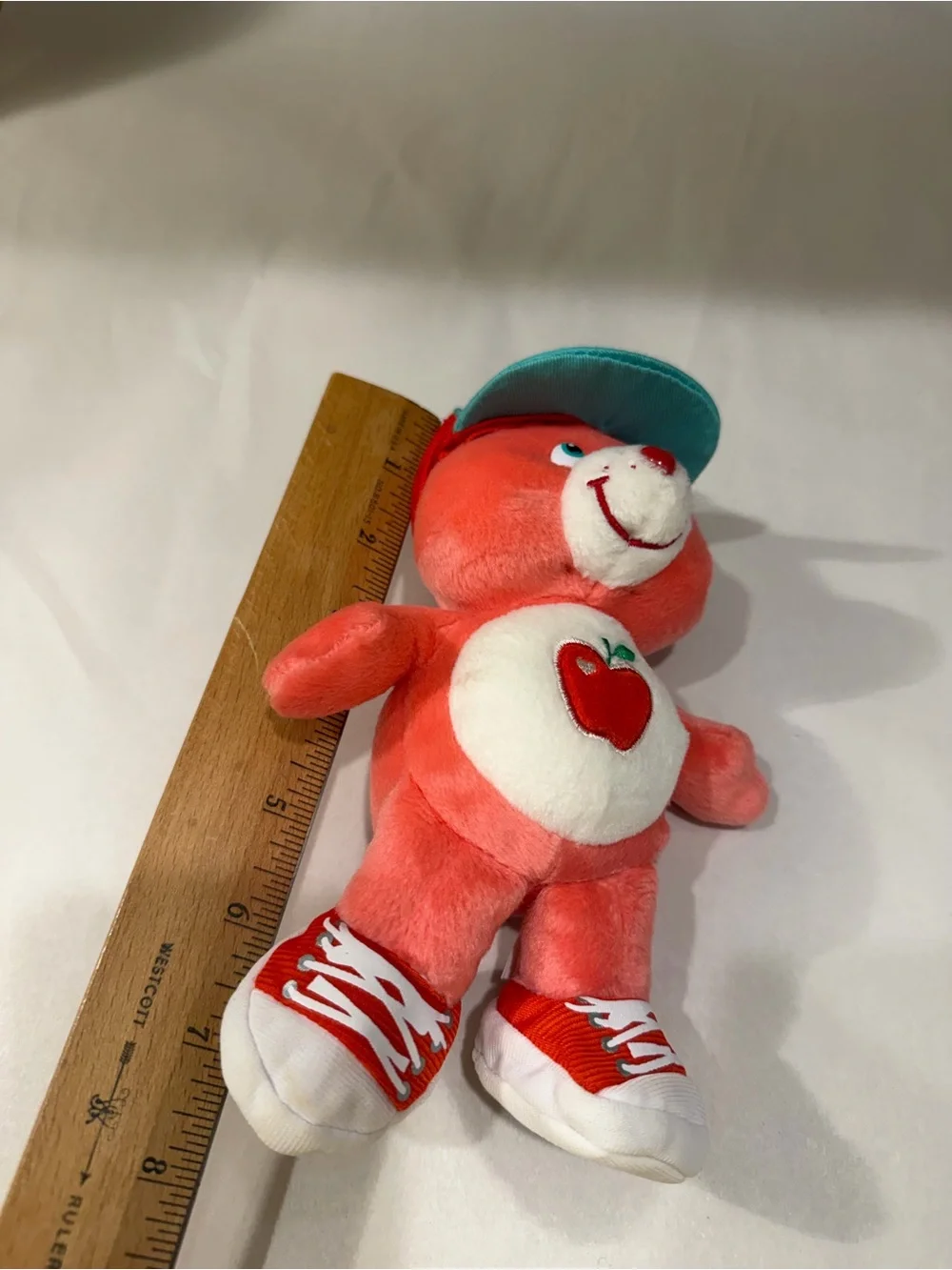 Vintage 2005 Care Bear apple plush toy hat and shoes